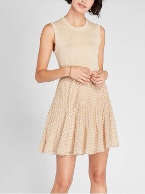 Club Monaco Cream and Tan Patterned Skirt